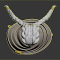 Game Movie Character With Silver White Braided Hair Golden Headpiece And Blue Gold Outfit