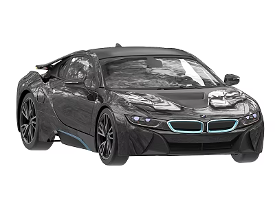Sleek Black BMW i8 Sports Car With Modern Design And Blue Accents 3d model