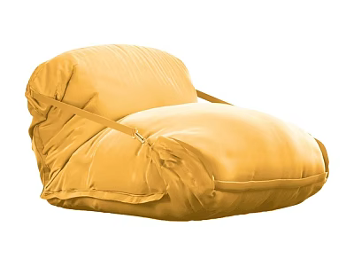 Yellow Comfortable Bean Bag Chair With Soft Fabric And Tie Straps For Living Room 3d model