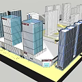 Modern Commercial Complex With High Rise Glass Buildings And Shopping Plaza Area