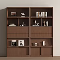 Modern Wooden Bookcase With Multiple Compartments Books Photo Frames And Decorative Items