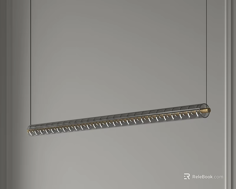 Modern Linear Pendant Light With Sleek Metal Frame And LED Lighting Design 3d model