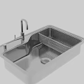 Stainless Steel Double Bowl Kitchen Sink With Faucet And Drainer Basket
