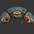 Turquoise Crab 3D Model With Red Tipped Claws On Black Background 3d model