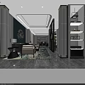 Modern Office Reception Area With Sofa Coffee Table And Decorative Painting