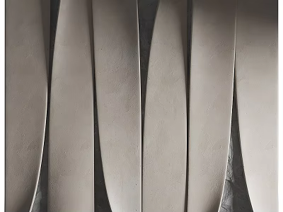 Modern Feature Wall Design With Curved Concrete Panels And Wave Pattern Texture 3d model