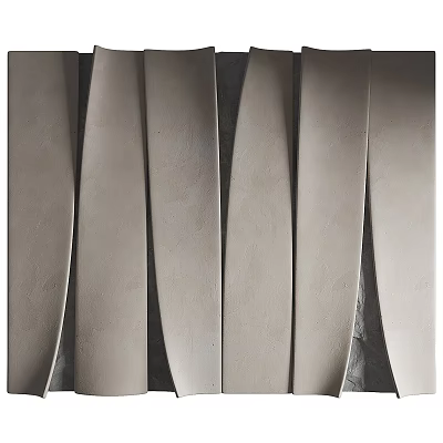Modern Feature Wall Design With Curved Concrete Panels And Wave Pattern Texture 3d model