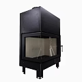 Modern Black Fireplace With Sleek Glass Door And Minimalist Design