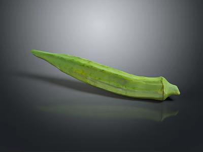 Fresh Green Okra Displayed with Natural Texture on Smooth Dark Surface 3d model