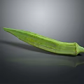 Fresh Green Okra Displayed with Natural Texture on Smooth Dark Surface 3d model