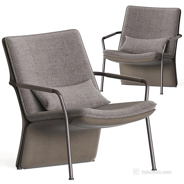 Modern Style Leisure Chair With Fabric Upholstery And Metal Frame Design 3d model 
