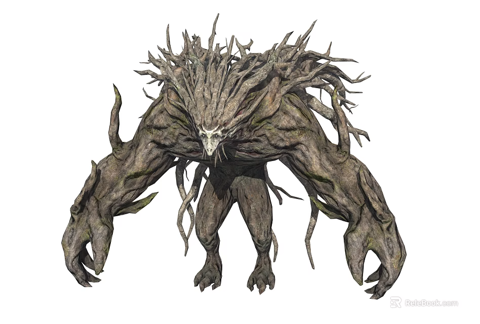 Tree like Wooden Monster Game Movie Character with Rough Rooted Appearance 3d model 