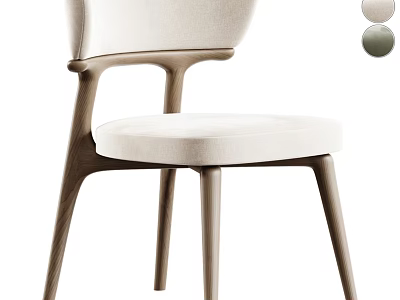 Modern Accent Chair With Light Beige Fabric Seat And Wooden Legs Design 3d model