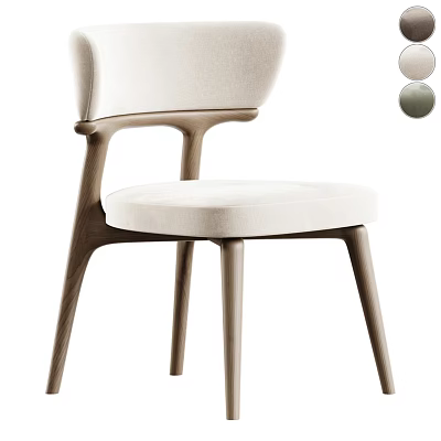 Modern Accent Chair With Light Beige Fabric Seat And Wooden Legs Design 3d model