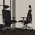 Ergonomic Black And Brown Office Chairs With Adjustable Headrests Armrests And Metal Base Wheels