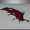 Red Green Dragon Wing 3D Sculpture With Decorative Intricate Design Details