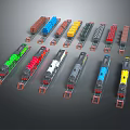 Colorful Miniature Train Models with Track Bases and Diverse Design Styles