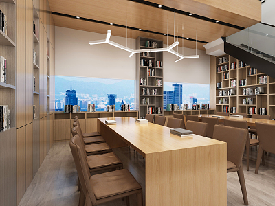 modern reading room 3d model