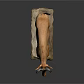 Life Size Taxidermy Antelope Mounted On Stone Base Against Gray Background