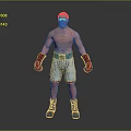Shirtless Man Wearing Boxing Shorts and Red Gloves in Athletic Standing Pose