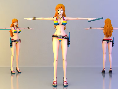 Modern game character One Piece Nami 3d model