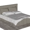 Upholstered Double Bed With Gray Headboard Gray White Pillows Light Quilt And Rug