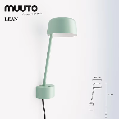 Light Green Modern Minimalist Wall Lamp With Curved Arm And Round Base 3d model