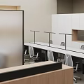 Modern Public Office Space With Open Layout Desks Chairs Glass Partitions And Natural Light