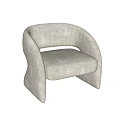 Modern Beige Accent Chair With Curved Armrests And Upholstered Sleek Design