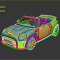 Yellow Mini Cooper Convertible Car With Black Wheels And Black Interior