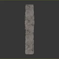 Gray Brick Wall with Green Moss Rough Texture and Neatly Arranged Bricks on Dark Reflective Surface