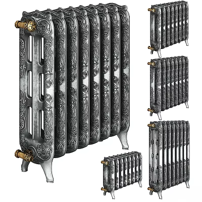 Decorative Vintage Cast Iron Radiators With Intricate Patterns Various Styles And Classic Design 3d model