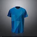 Stylish Blue Short Sleeve Round Neck T-shirt With Geometric Pattern Design