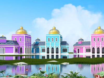 European-style architectural love garden 3d model