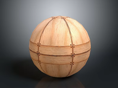 Unique Spherical Wooden Chandelier Featuring Woven Rope Details And Decorative Design 3d model