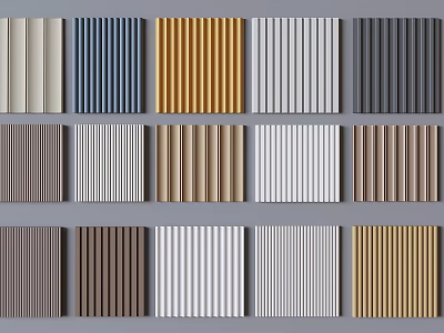 Wall Panels With Various Colors And Vertical Stripes For Modern Interior Design 3d model