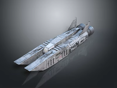 Detailed Futuristic Spaceship Model With Aerodynamic Design Metallic Structure And Thruster Components 3d model