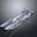 Detailed Futuristic Spaceship Model With Aerodynamic Design Metallic Structure And Thruster Components