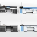 Laboratory Workbenches With Sinks Cabinets In Different Color Designs 3d model