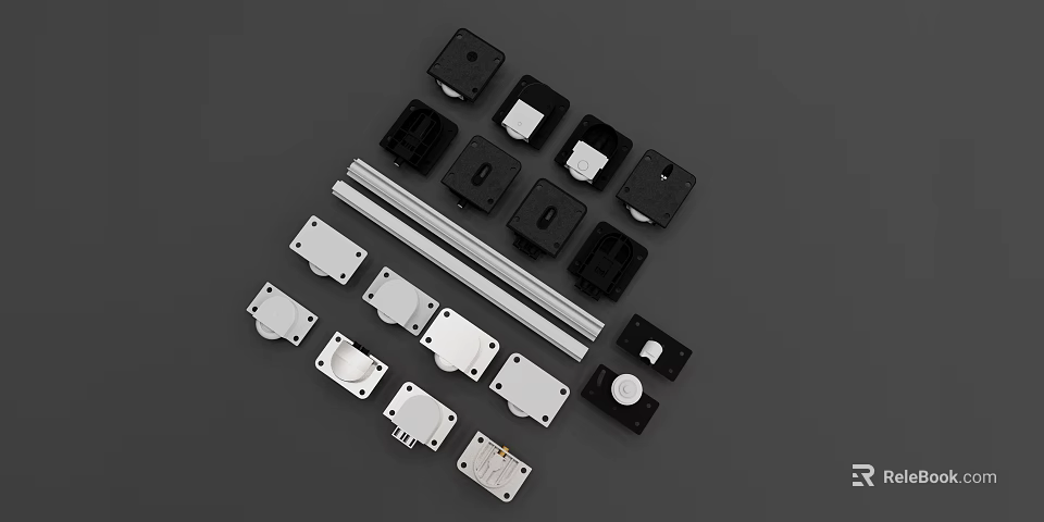 Hardware Tools Collection With Black And Silver Connectors Panels And Slides 3d model 