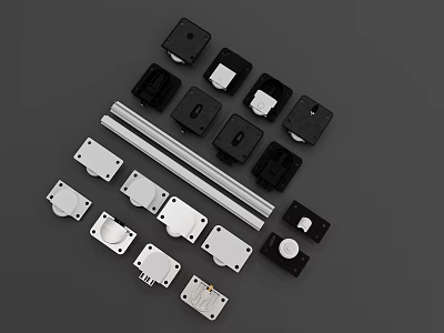 Hardware Tools Collection With Black And Silver Connectors Panels And Slides 3d model