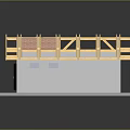 Building Construction Framework Featuring Wooden Beams And Red Brick Wall