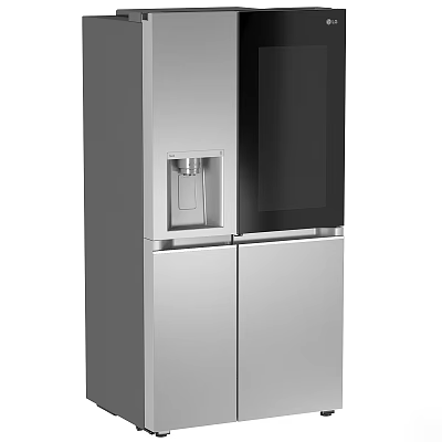 Modern Stainless Steel Kitchen Cabinets With Built in Water Dispenser And Sleek Double Doors 3d model