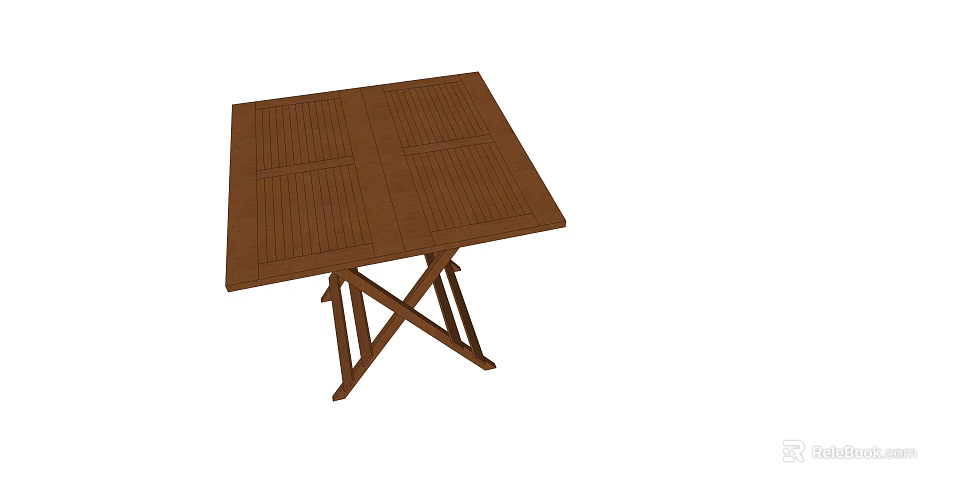 Natural Wooden Square Dining Table With Sturdy X Shaped Legs And Classic Design 3d model 