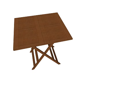 Natural Wooden Square Dining Table With Sturdy X Shaped Legs And Classic Design 3d model