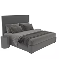 Modern Gray Double Bed With Multiple Pillows Throw Blanket And Nightstand 3d model