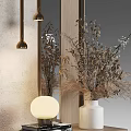 Modern Sofa Backdrop Wall With Wooden Panels Round Mirror And Dried Plants