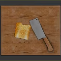Freshly Made Crispy Toast on Wooden Cutting Board with Sharp Kitchen Knife