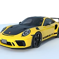 Yellow Porsche Sports Car with Black Roof Black Wheels and Rear Spoiler