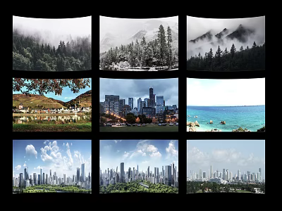 Diverse Natural and Urban Scenic Landscapes with Mountain Forest Beach and Skyline 3d model